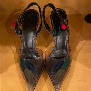 Stella McCartney clear leather cherry heels 37